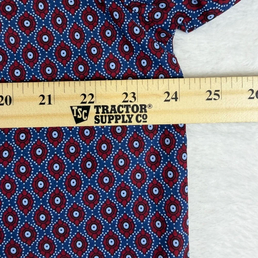 Stafford Mens Pajama Top Large NWT Blue Red Medallion Long Sleeve Sleep Shirt